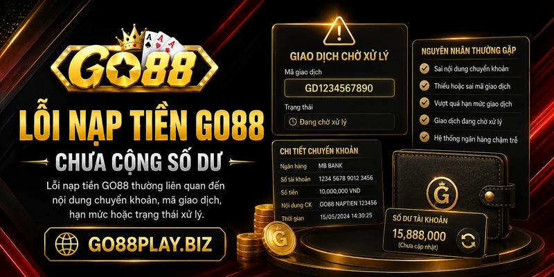 Lỗi nạp tiền GO88 chưa cộng số dư